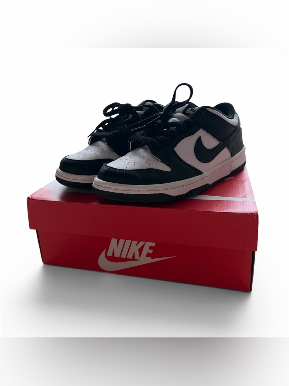 Nike Pandas- Black and White Low-Top Sneakers with Leather Upper- WOMEN SZ 6.5